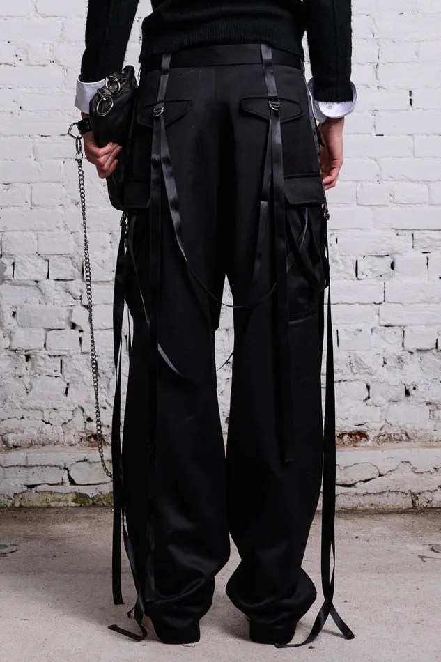 R13 Pants and Shorts Women PLEATED TUXEDO CARGO PANT 8211 BLACK