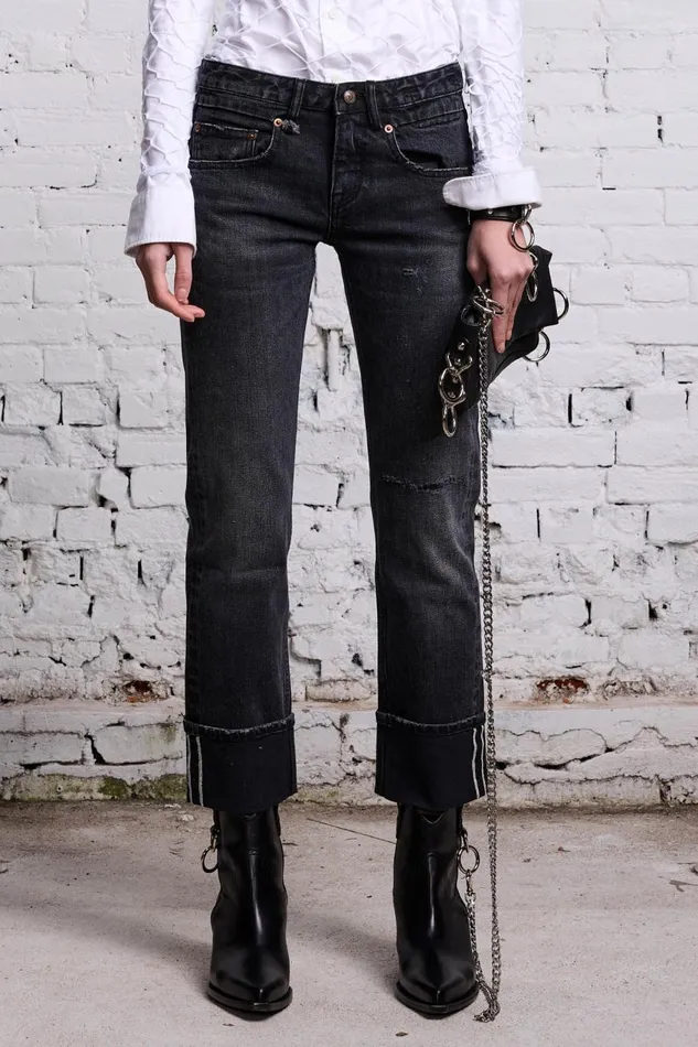 R13 Sale Women BOY STRAIGHT 8211 ATLAS SELVEDGE BLACK