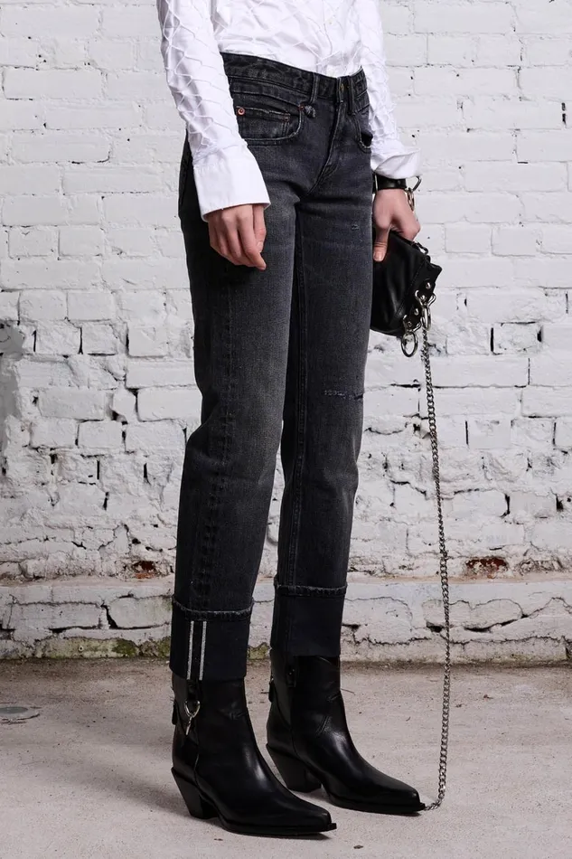 R13 Sale Women BOY STRAIGHT 8211 ATLAS SELVEDGE BLACK