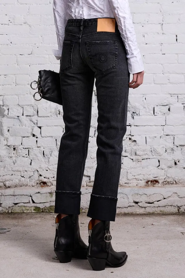 R13 Sale Women BOY STRAIGHT 8211 ATLAS SELVEDGE BLACK