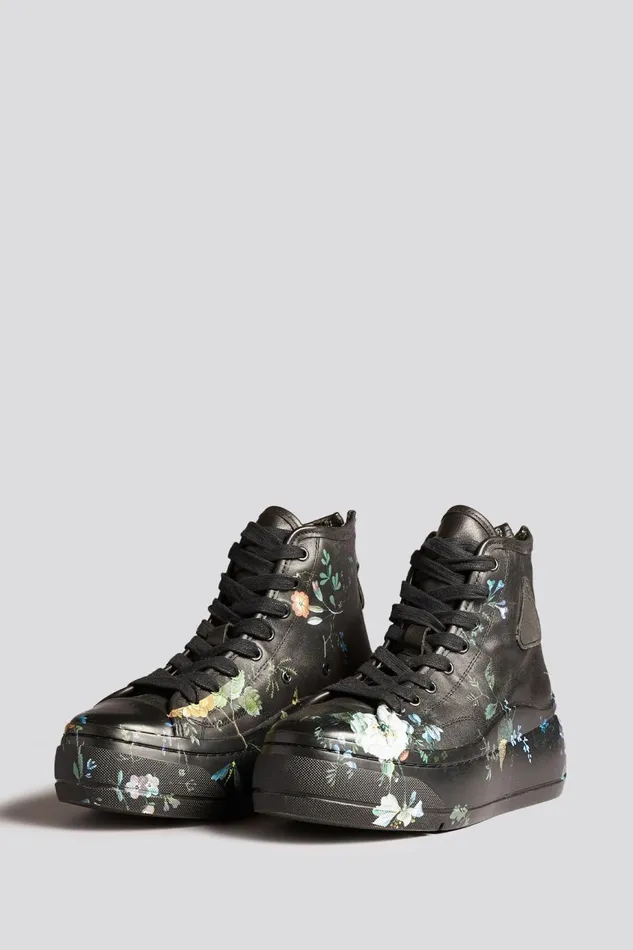 R13 Sale Women KURT HIGH TOP 8211 BLACKOUT FLORAL R13 Sale Women KURT HIGH TOP 8211 BLACKOUT FLORAL