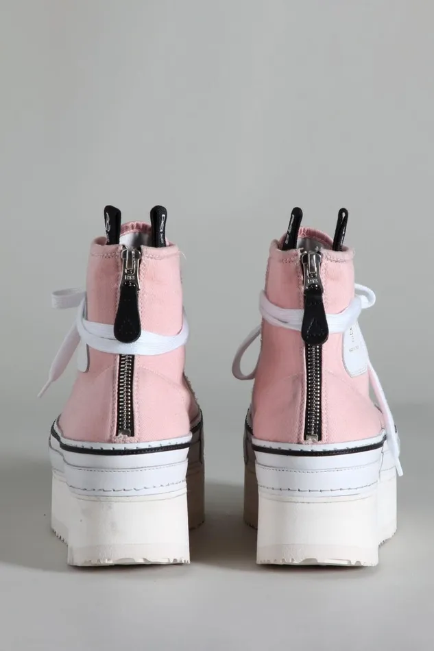 R13 Sale Women Platform High Top Sneakers 8211 Pink Denim