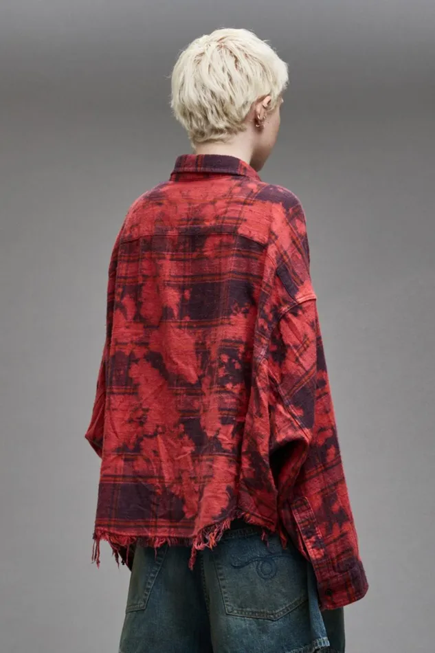R13 Tops Women CROPPED WORKSHIRT 8211 DUSK RED PLAID