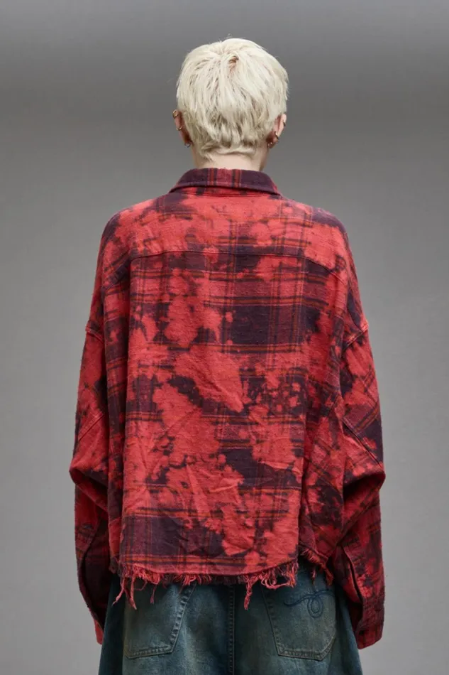 R13 Tops Women CROPPED WORKSHIRT 8211 DUSK RED PLAID