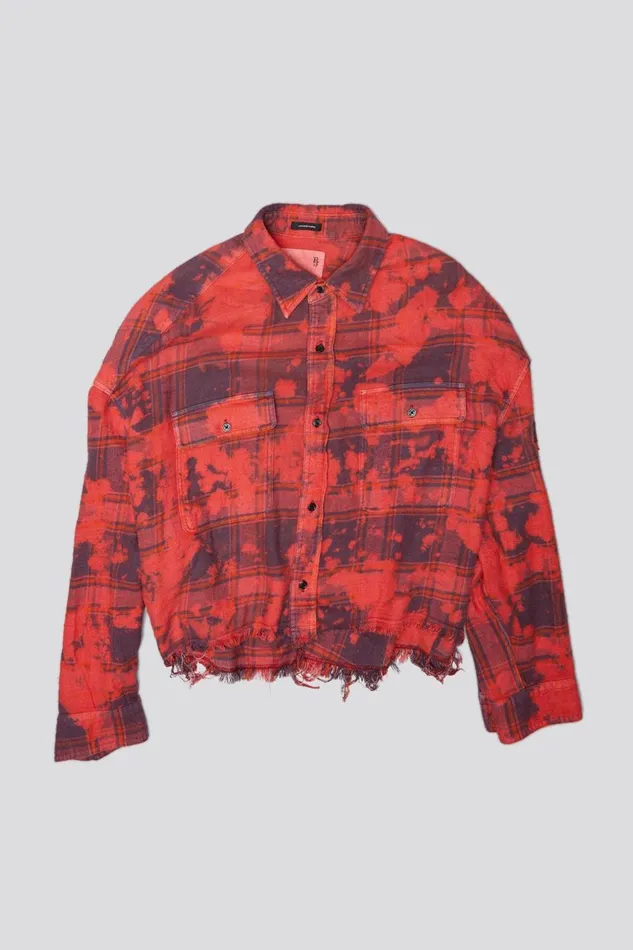R13 Tops Women CROPPED WORKSHIRT 8211 DUSK RED PLAID