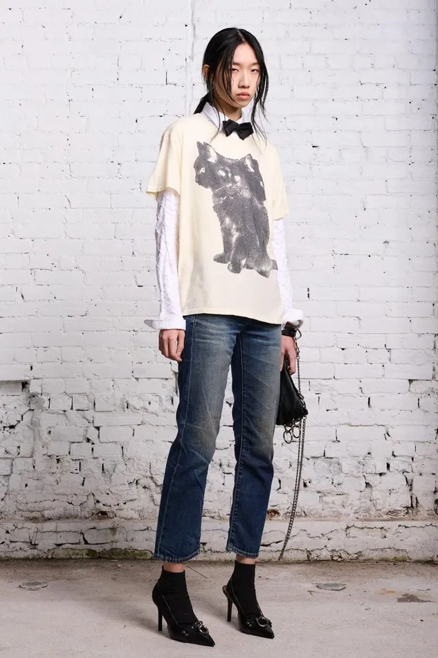R13 Tops Women TRIPLE CAT BOY T 8211 ECRU