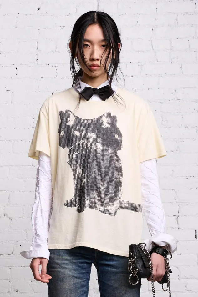 R13 Tops Women TRIPLE CAT BOY T 8211 ECRU