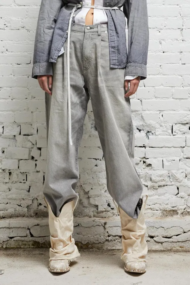 R13 Wide Leg Women DAMON PLEATED WIDE LEG 8211 WADE GREY