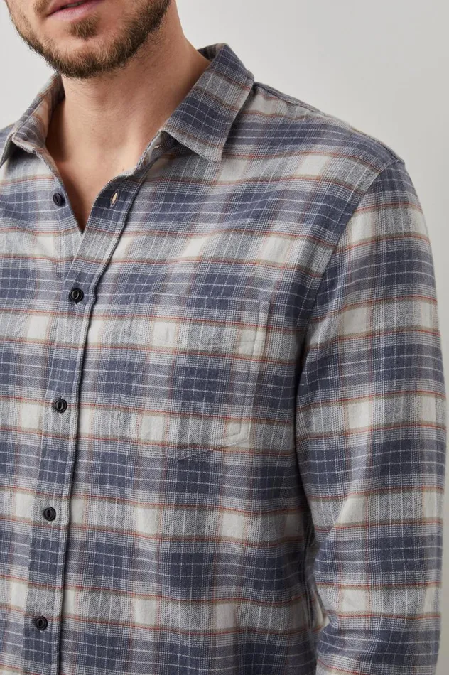 Rails Shirts Men SUSSEX SHIRT Arrowroot Flint Melange
