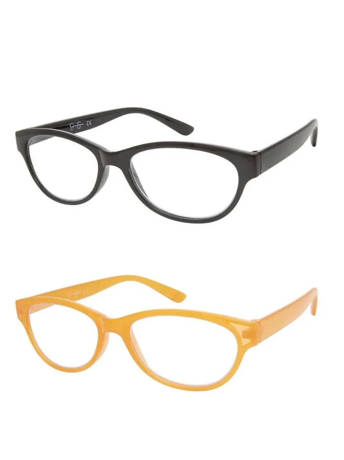Readers Accessories Jessica Simpson Set Of 2 CatEye Blue Light Readers In Black and Crystal Butterscotch