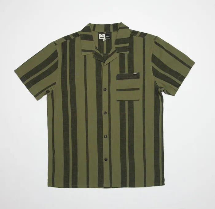 Reef TShirts and Shirts Men Angelo Short Sleeve Camp Shirt Olivine Reef TShirts and Shirts Men Angelo Short Sleeve Camp Shirt Olivine
