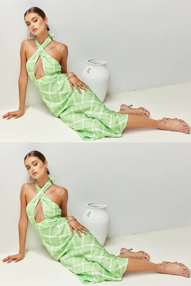Runaway The Label Midi Shop Valence Midi Slip 8211 Green Check Runaway The Label Midi Shop Valence Midi Slip 8211 Green Check
