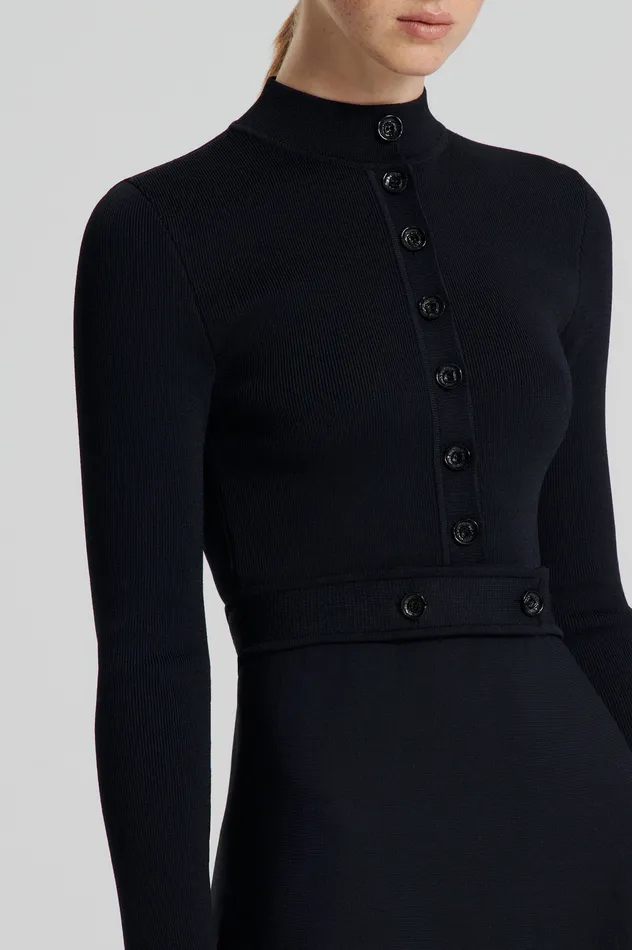 Scanlan Theodore CREPE KNIT BUTTON SOFT DRESS BLACK Women Dresses Scanlan Theodore CREPE KNIT BUTTON SOFT DRESS BLACK Women Dresses