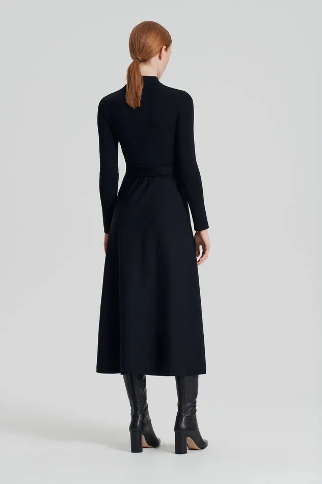 Scanlan Theodore CREPE KNIT BUTTON SOFT DRESS BLACK Women Dresses Scanlan Theodore CREPE KNIT BUTTON SOFT DRESS BLACK Women Dresses