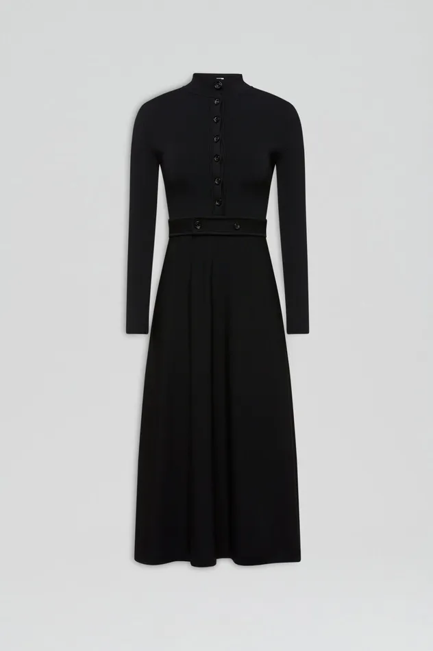 Scanlan Theodore CREPE KNIT BUTTON SOFT DRESS BLACK Women Dresses Scanlan Theodore CREPE KNIT BUTTON SOFT DRESS BLACK Women Dresses