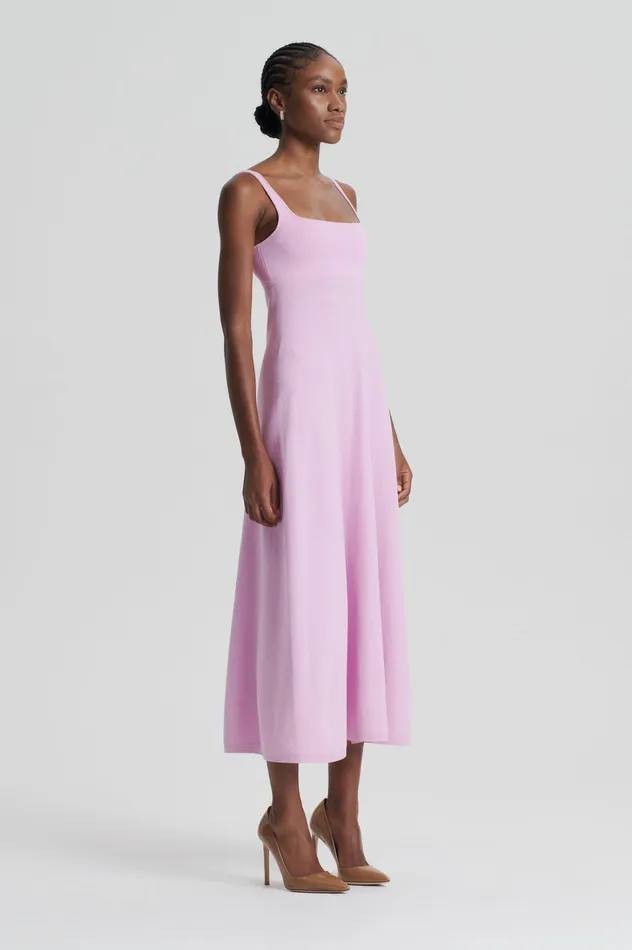 Scanlan Theodore Dresses Women CREPE KNIT SQUARE NECK DRESS MAUVE Scanlan Theodore Dresses Women CREPE KNIT SQUARE NECK DRESS MAUVE