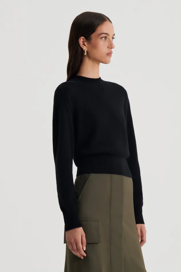 Scanlan Theodore Sweaters Women CASHMERE CREW SWEATER BLACK Scanlan Theodore Sweaters Women CASHMERE CREW SWEATER BLACK