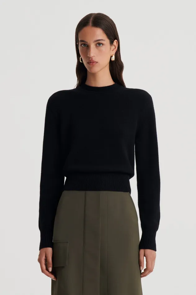 Scanlan Theodore Sweaters Women CASHMERE CREW SWEATER BLACK Scanlan Theodore Sweaters Women CASHMERE CREW SWEATER BLACK