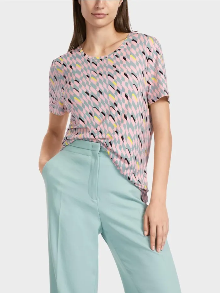 Shirts and Tops Damen Marc Cain TShirt Mit Grafischem Dessin Dark Sky Blue
