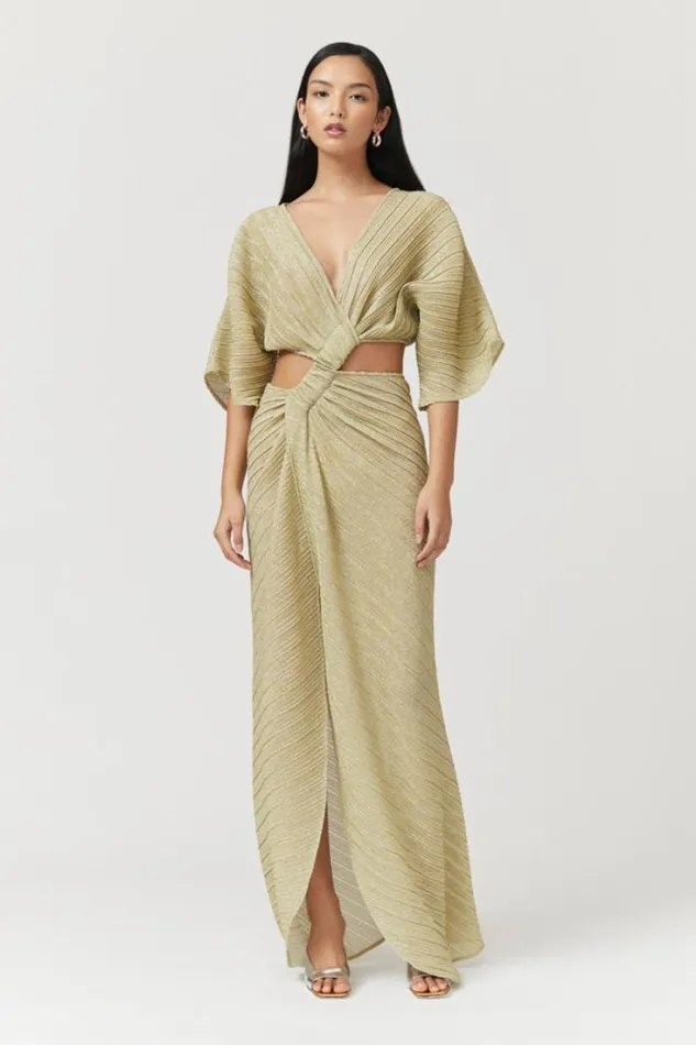 Shop SUBOO Dresses Stevie CrossOver Midi Dress 8211 Gold