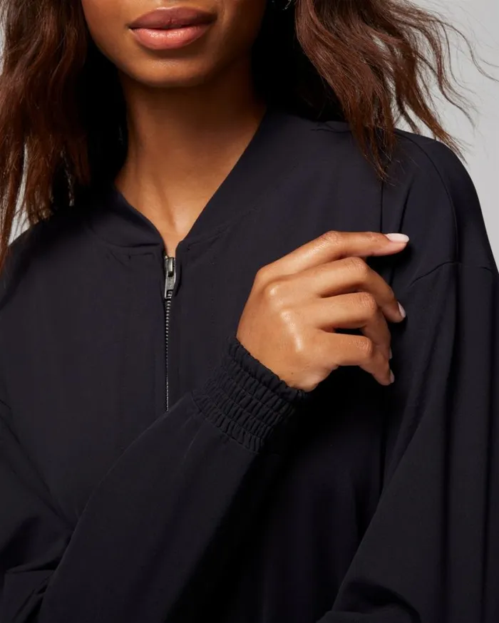 Soma Tech Knit Bomber Jacket Black Women Sweaters and Jackets