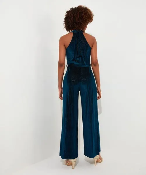 Statement Velour Jumpsuit Teal Jeans and Trousers Joebrowns Apparel Statement Velour Jumpsuit Teal Jeans and Trousers Joebrowns Apparel