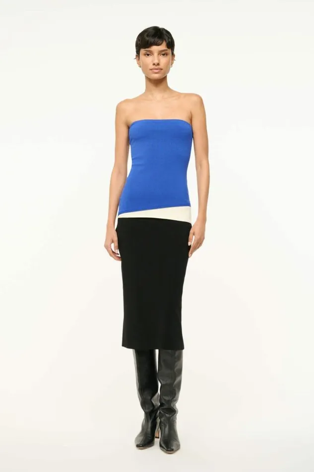 STAUD Dresses LA SERENA DRESS Deep Sea Black Ivory 8211 Women STAUD Dresses LA SERENA DRESS Deep Sea Black Ivory 8211 Women