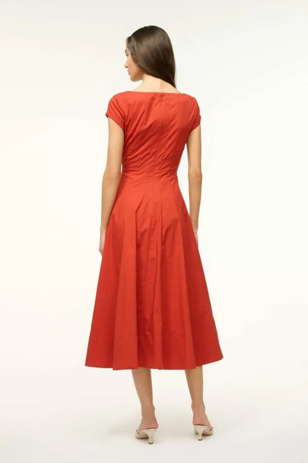 STAUD Dresses SHORT SLEEVE WELLS DRESS Rust 8211 Women STAUD Dresses SHORT SLEEVE WELLS DRESS Rust 8211 Women