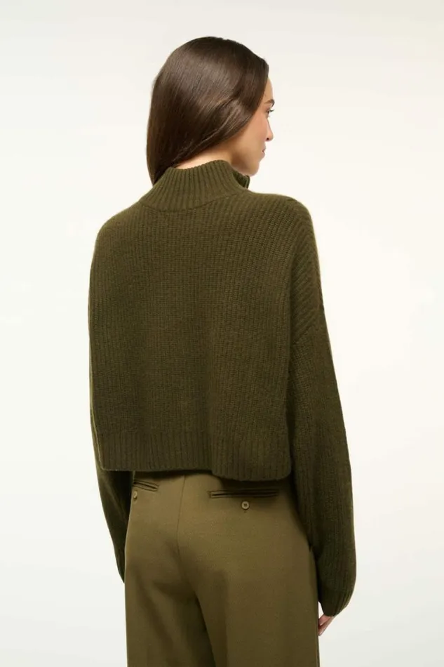 STAUD Sweaters CASHMERE CROPPED HAMPTON SWEATER Olive 8211 Women STAUD Sweaters CASHMERE CROPPED HAMPTON SWEATER Olive 8211 Women