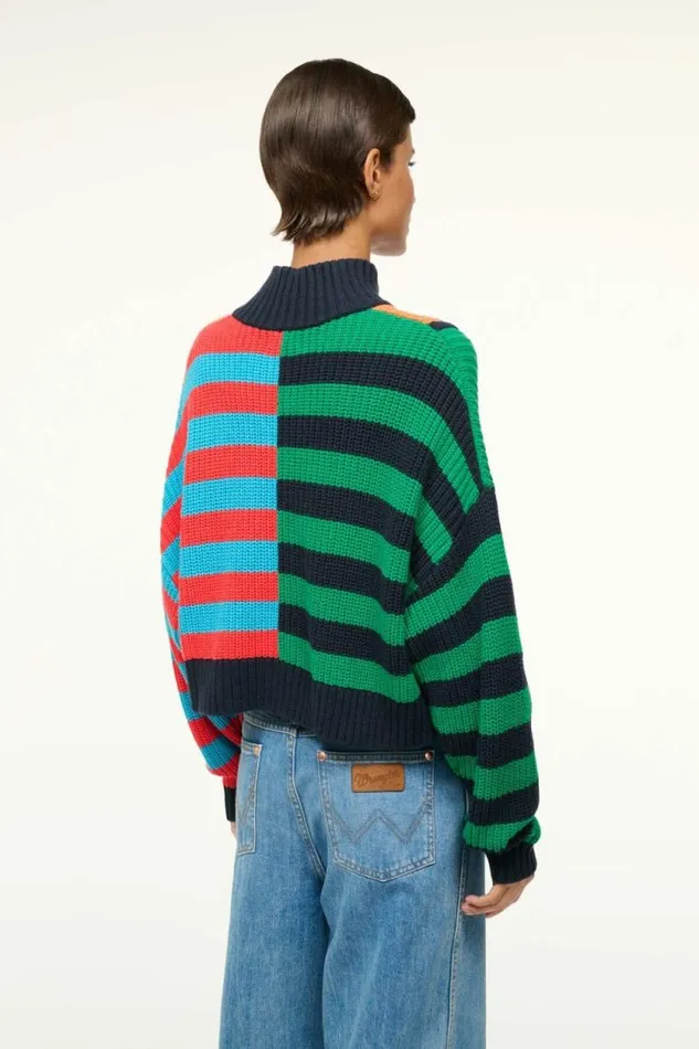 STAUD Sweaters CROPPED HAMPTON SWEATER Cabana Stripe Multi 8211 Women STAUD Sweaters CROPPED HAMPTON SWEATER Cabana Stripe Multi 8211 Women