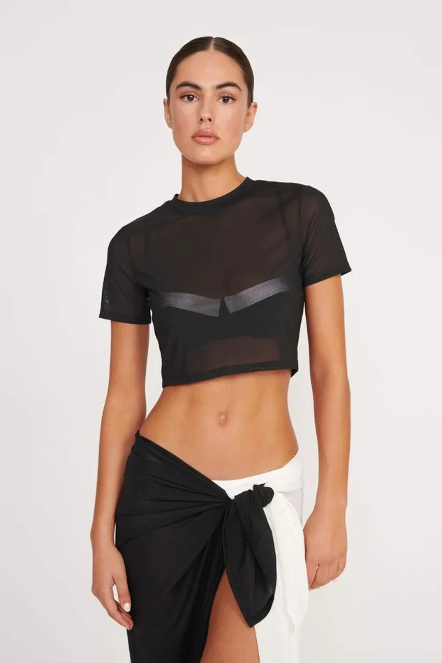 STAUD Swim FERNANDA COVERUP TOP Black 8211 Women STAUD Swim FERNANDA COVERUP TOP Black 8211 Women