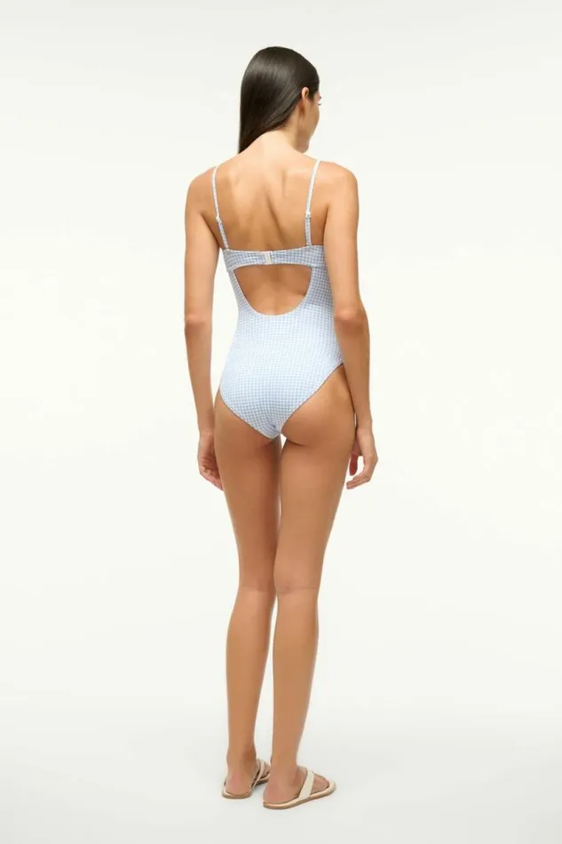 STAUD Swim MAEVE ONE PIECE Sky Micro Check 8211 Women STAUD Swim MAEVE ONE PIECE Sky Micro Check 8211 Women