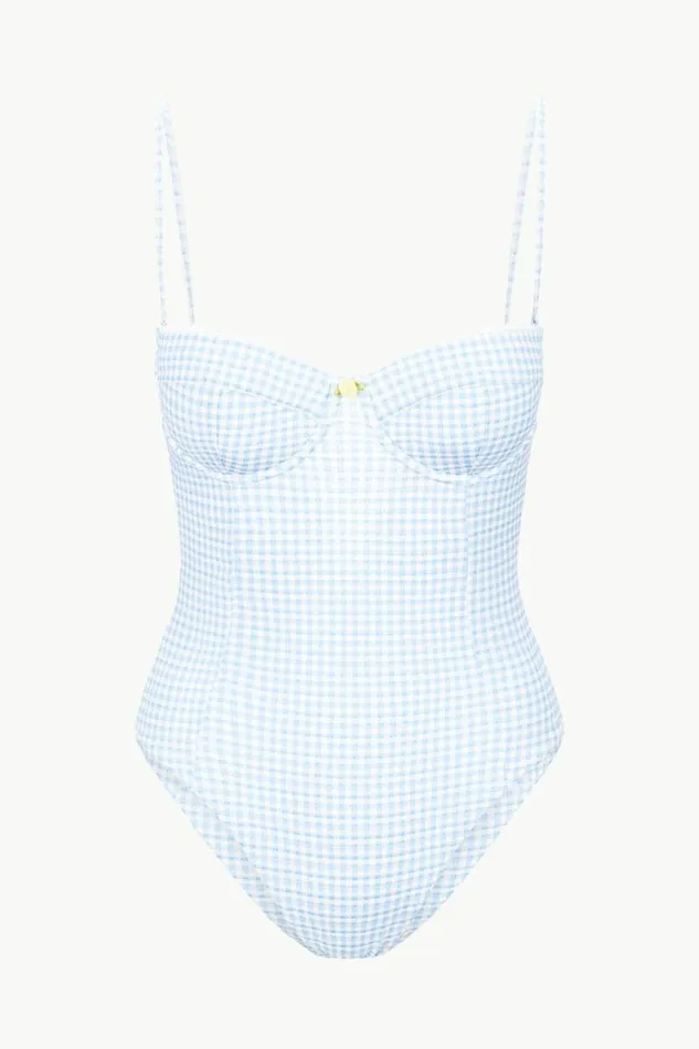 STAUD Swim MAEVE ONE PIECE Sky Micro Check 8211 Women STAUD Swim MAEVE ONE PIECE Sky Micro Check 8211 Women
