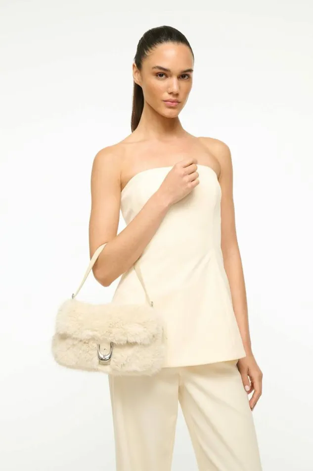 STAUD The Evening Edit HARLOW FAUX FUR BAG Cream 8211 Women STAUD The Evening Edit HARLOW FAUX FUR BAG Cream 8211 Women