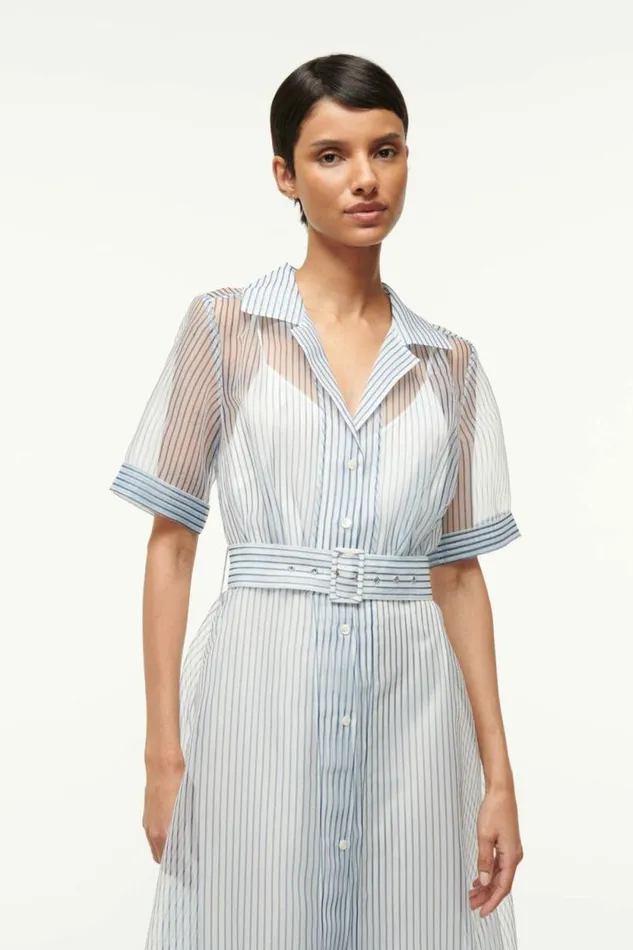 STAUD The Evening Edit MILLIE DRESS Ivory Micro Stripe 8211 Women STAUD The Evening Edit MILLIE DRESS Ivory Micro Stripe 8211 Women