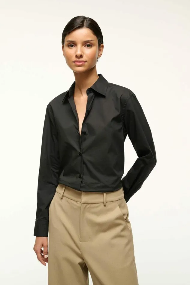 STAUD Tops ROXBURY POPLIN SHIRT Black 8211 Women