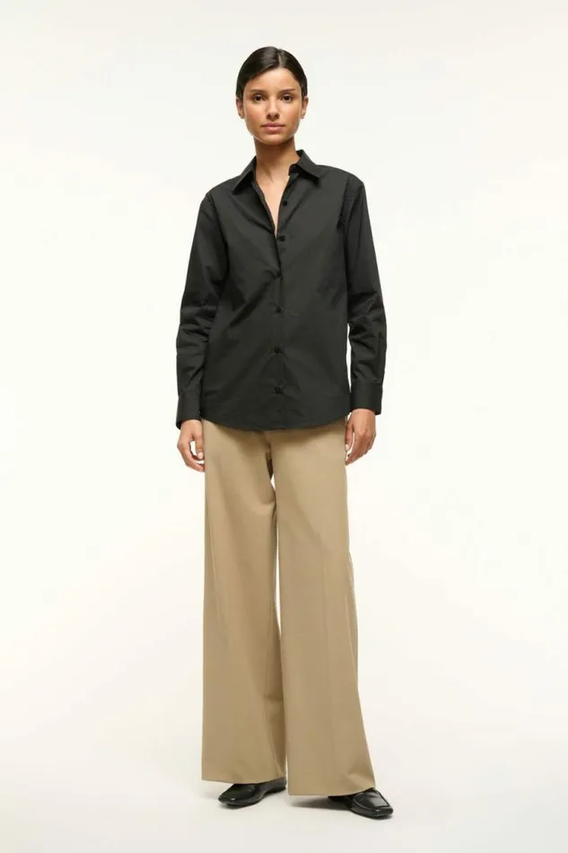 STAUD Tops ROXBURY POPLIN SHIRT Black 8211 Women STAUD Tops ROXBURY POPLIN SHIRT Black 8211 Women