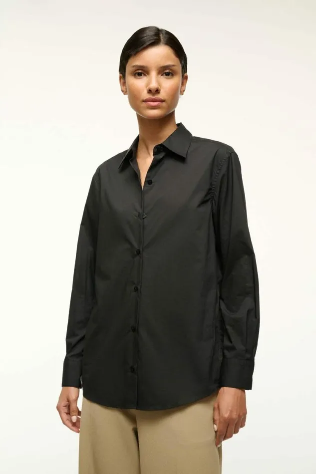 STAUD Tops ROXBURY POPLIN SHIRT Black 8211 Women STAUD Tops ROXBURY POPLIN SHIRT Black 8211 Women