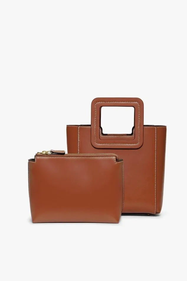 STAUD Totes MINI SHIRLEY LEATHER BAG Saddle 8211 Women STAUD Totes MINI SHIRLEY LEATHER BAG Saddle 8211 Women