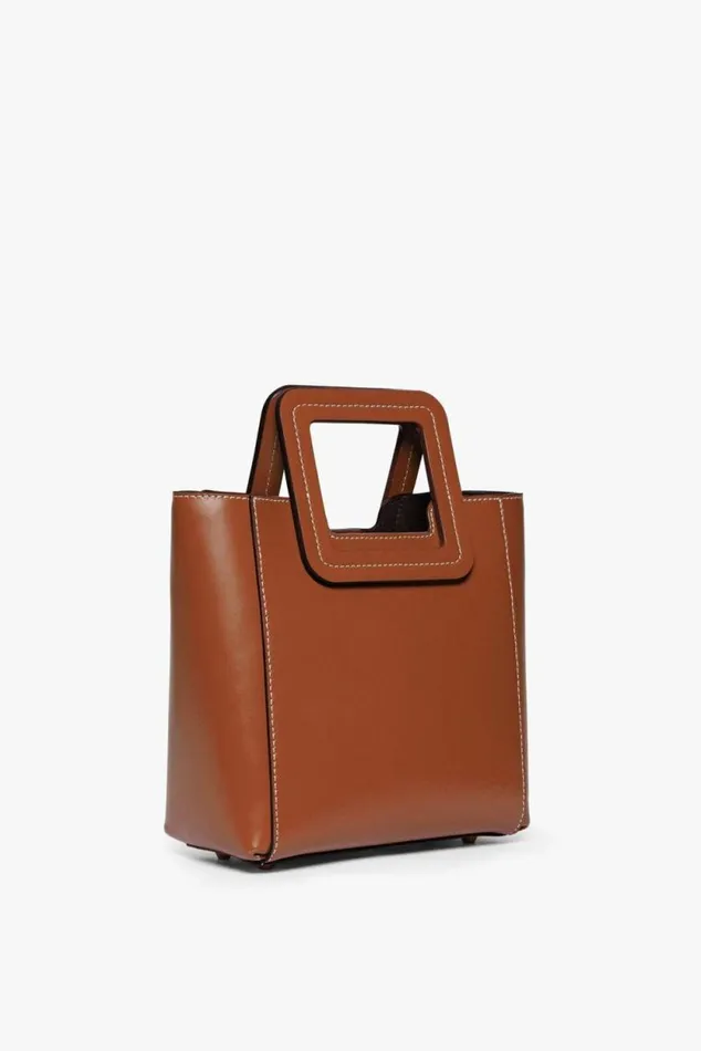 STAUD Totes MINI SHIRLEY LEATHER BAG Saddle 8211 Women STAUD Totes MINI SHIRLEY LEATHER BAG Saddle 8211 Women