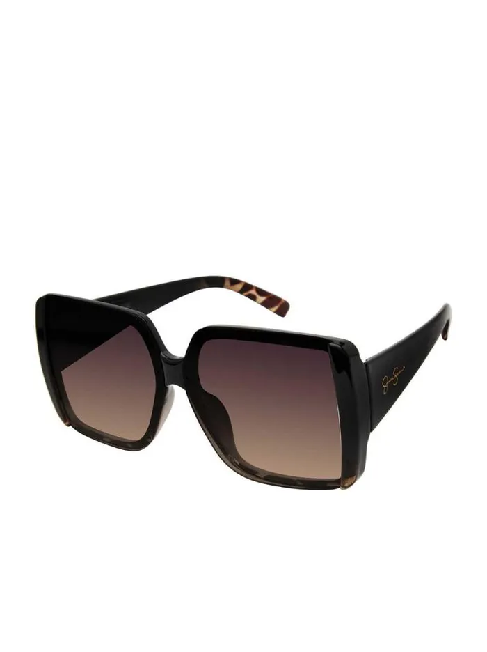 Sunglasses Accessories Jessica Simpson Oversized Glamorous Square Sunglasses In Black And Tortoise