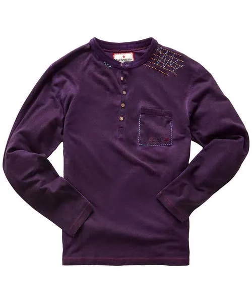 TShirts and Tops Apparel Customised Character Henley Purple Joebrowns TShirts and Tops Apparel Customised Character Henley Purple Joebrowns
