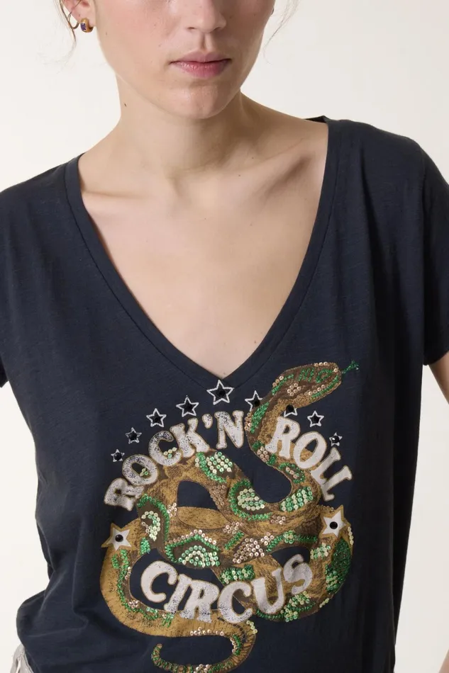 TShirts and Tops Women Leon and Harper Tonton Snaake Tshirt Carbone