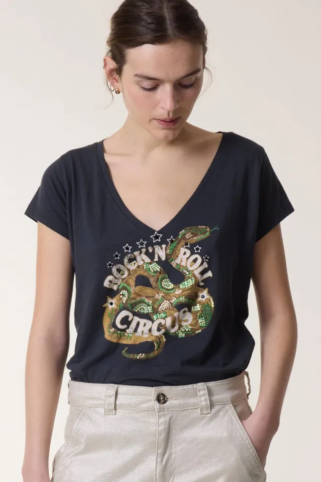 TShirts and Tops Women Leon and Harper Tonton Snaake Tshirt Carbone