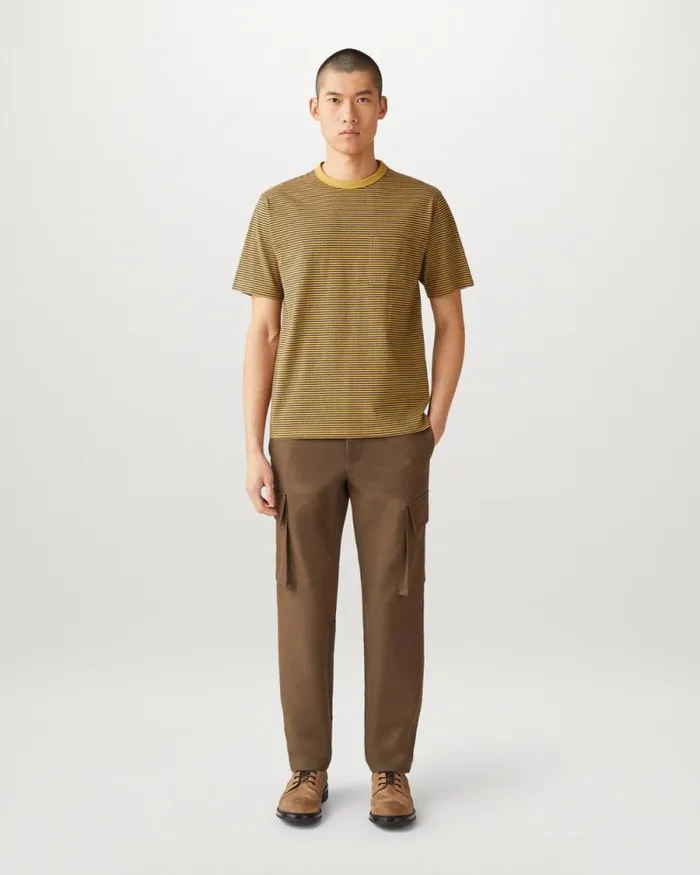 TShirts Men Belstaff Drum TShirt Glaze Yellow Charcoal Heather