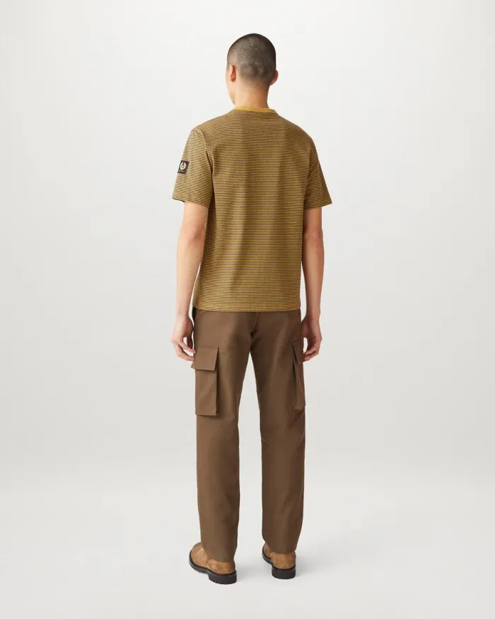 TShirts Men Belstaff Drum TShirt Glaze Yellow Charcoal Heather