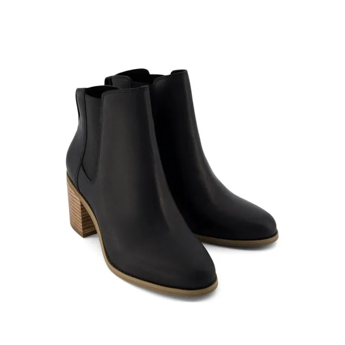 Toms Boots and Booties Evelyn Chelsea Heeled Boot Black Leather 8211 Women Toms Boots and Booties Evelyn Chelsea Heeled Boot Black Leather 8211 Women