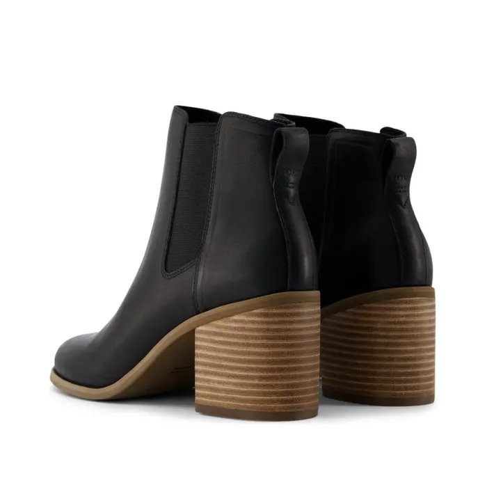 Toms Boots and Booties Evelyn Chelsea Heeled Boot Black Leather 8211 Women Toms Boots and Booties Evelyn Chelsea Heeled Boot Black Leather 8211 Women