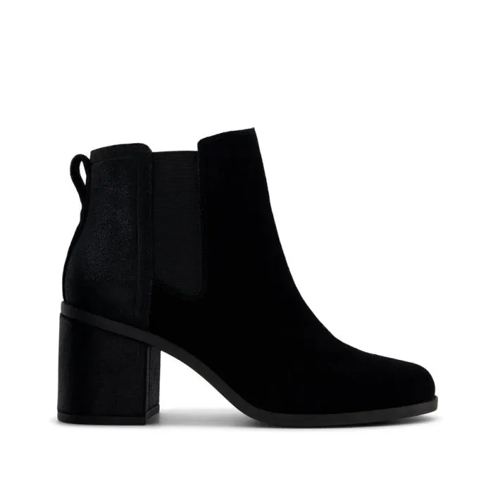 Toms Boots and Booties Evelyn Chelsea Heeled Boot Black Metallic Suede 8211 Women
