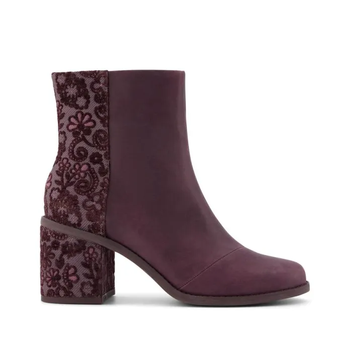 Toms Boots and Booties Evelyn Heeled Boot Blackberry Leather Brocade 8211 Women